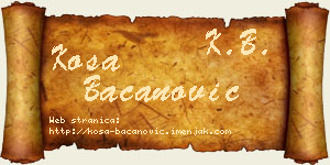 Kosa Bacanović vizit kartica
